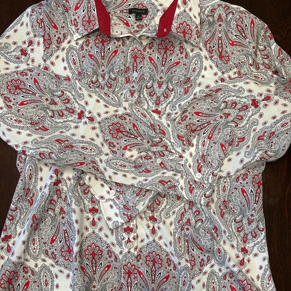 Talbots Red and Gray Paisley Blouse - Picture 4 of 5